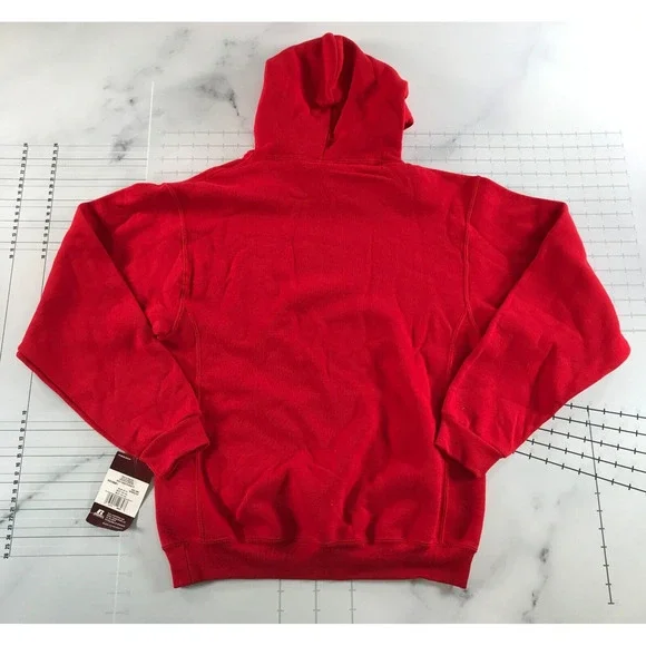 Vintage Russell Athletic Hoodie Sweatshirt Mens Medium Red Cotton Blend - Picture 9 of 10